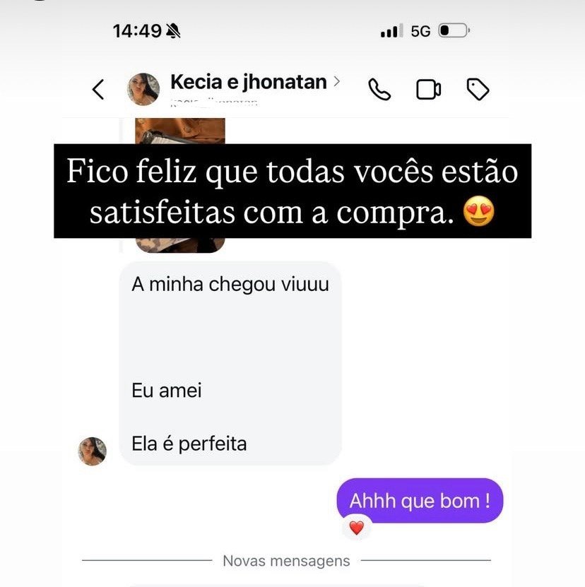 Mensagem de cliente sobre o Short Cinta Modeladora