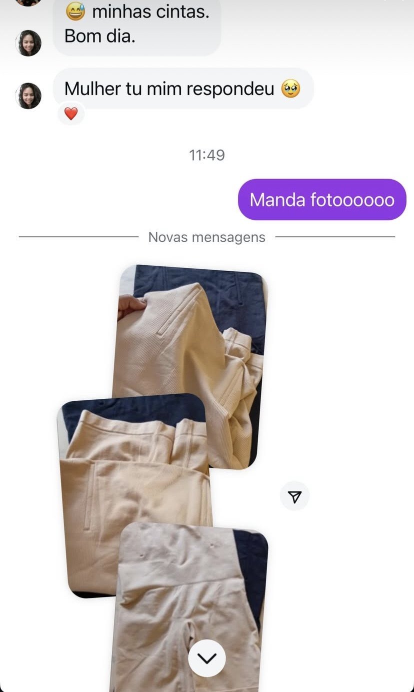 Mensagem de cliente sobre o Short Cinta Modeladora